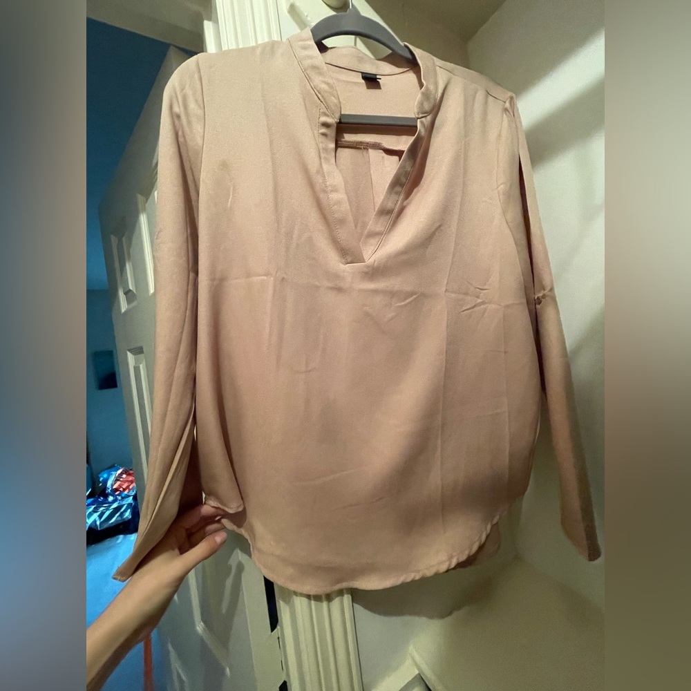 Tan Long Sleeve Blouse - NEVER Worn - Runs Large Size 4